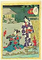 Kunisada II Utagawa 1823-1880 - Cards of Tale of Genji - Kagaribi