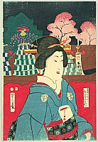 Yoshitora Utagawa active ca. 1840-1880 - Beauty and Naritasan Temple