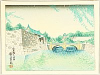 Tomikichiro Tokuriki 1902-1999 - 4 Seasons of Tokyo - Summer at Nijubashi Bridge - artelino Art Auctions. Tomikichiro Tokuriki 1902-1999 - 4 Seasons of Tokyo - Summer at Nijubashi Bridge