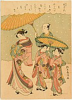 Harunobu Suzuki 1724-1770 - Courtesan Walking in the Snow - artelino Art Auctions. Harunobu Suzuki 1724-1770 - Courtesan Walking in the Snow