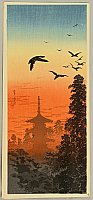 Hiroaki (Shotei) Takahashi 1871-1945 - Pagoda and Crows