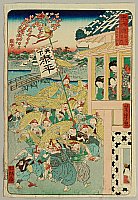 Kyosai Kawanabe 1831-1889 - The Scenic Places of  Tokaido - Going for a Morning Noh Play