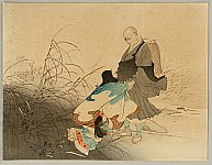 Toshikata Mizuno 1866-1908 - Meeting of Priest and Wife