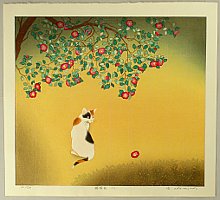 Ryusei Okamoto born 1949 - Camellia and Cat, No.1 - artelino Art Auctions. Ryusei Okamoto born 1949 - Camellia and Cat, No.1