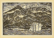 Shigetoshi Ishizaki 1901-1996 - Scenery - Sail Boat and Mountains - artelino Art Auctions. Shigetoshi Ishizaki 1901-1996 - Scenery - Sail Boat and Mountains