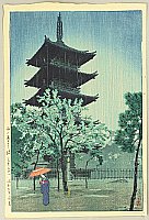 Shiro Kasamatsu 1898-1992 - Pagoda in Evening Rain