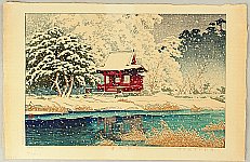 Hasui Kawase 1883-1957 - Snow at a Shrine Entrance