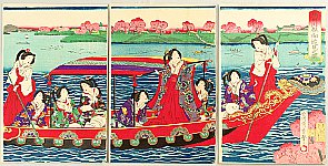 Chikashige Morikawa active ca. 1869-82 - Meiji Empress on Sumida River - artelino Art Auctions. Chikashige Morikawa active ca. 1869-82 - Meiji Empress on Sumida River