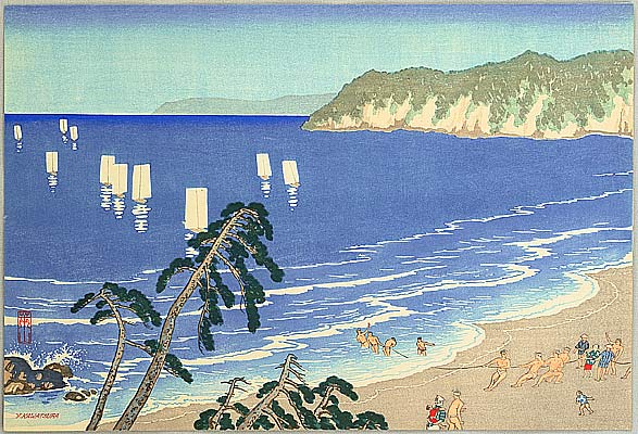 Yoshio (Raizan) Kawatsura 1880-1963 - On the Beach - artelino Art Auctions. Yoshio (Raizan) Kawatsura 1880-1963 - On the Beach