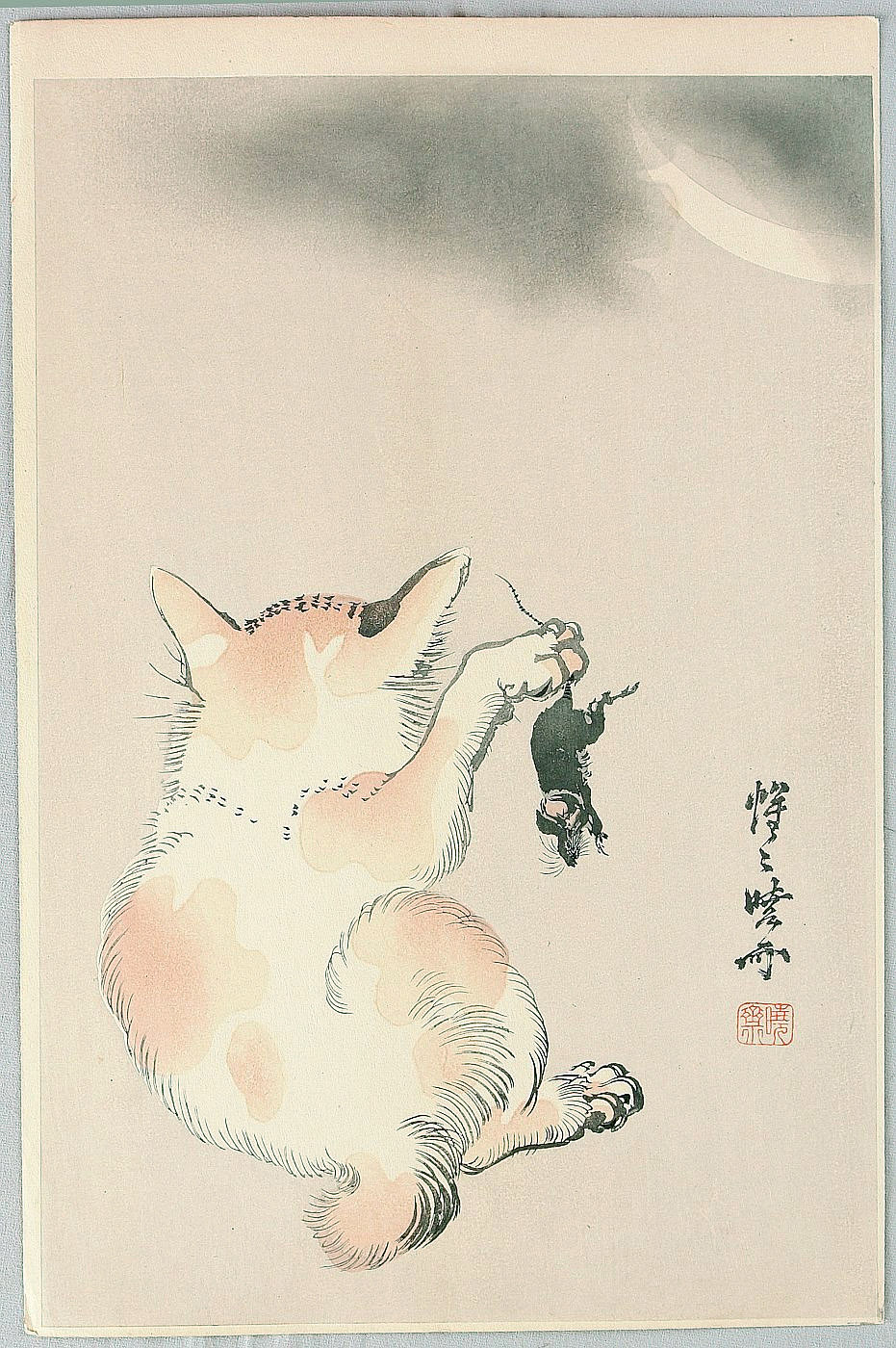 河鍋暁斎: Cat and Mouse - Artelino - 浮世絵検索