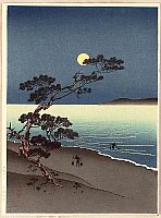 Yoshimune Arai 1873-1945 - Suma Beach at Night - artelino Art Auctions. Yoshimune Arai 1873-1945 - Suma Beach at Night