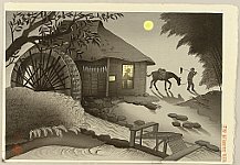 Bakufu Ono 1888-1976 - Water Mill at Night - artelino Art Auctions. Bakufu Ono 1888-1976 - Water Mill at Night