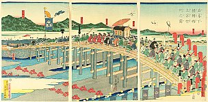 Yoshimori (Kuniharu) Taguchi 1830-1884 - Shogun Yoritomo visits Kyoto - artelino Art Auctions. Yoshimori (Kuniharu) Taguchi 1830-1884 - Shogun Yoritomo visits Kyoto