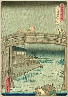 Ikkei Shosai fl.ca. 1870 - 48 Famous Places of Tokyo - Imado Bridge in Rain - artelino Art Auctions. Ikkei Shosai fl.ca. 1870 - 48 Famous Places of Tokyo - Imado Bridge in Rain
