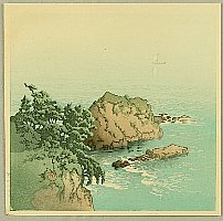 Hasui Kawase 1883-1957 - Twelve Famous Sceneries - Nishiki Bay, Atami - artelino Art Auctions. Hasui Kawase 1883-1957 - Twelve Famous Sceneries - Nishiki Bay, Atami