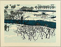 Fumio Kitaoka 1918-2007 - Snow on the Riverbank - artelino Art Auctions. Fumio Kitaoka 1918-2007 - Snow on the Riverbank