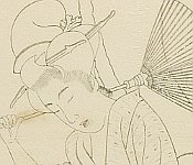 Soken Yamaguchi 1759-1818 - Bijin in the Rain - Keyblock Proof - artelino Art Auctions. Soken Yamaguchi 1759-1818 - Bijin in the Rain - Keyblock Proof