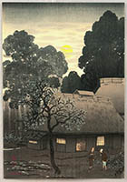 Yoshio (Raizan) Kawatsura 1880-1963 - Village in Twilight - artelino Art Auctions. Yoshio (Raizan) Kawatsura 1880-1963 - Village in Twilight