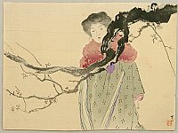 Hanko Kajita 1870-1917 - Beauty and Plum Tree - artelino Art Auctions. Hanko Kajita 1870-1917 - Beauty and Plum Tree