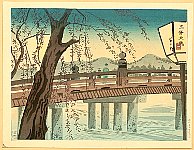 Tomikichiro Tokuriki 1902-1999 - 4 Seasons of Kyoto - Sanjo Bridge - artelino Art Auctions. Tomikichiro Tokuriki 1902-1999 - 4 Seasons of Kyoto - Sanjo Bridge