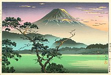 Koitsu Tsuchiya 1870-1949 - Evening Glow at Lake Sai - artelino Art Auctions. Koitsu Tsuchiya 1870-1949 - Evening Glow at Lake Sai