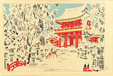Eiichi Kotozuka 1906-1979 - Four Seasons of Nara - Kasuga Shrine in Snow - artelino Art Auctions. Eiichi Kotozuka 1906-1979 - Four Seasons of Nara - Kasuga Shrine in Snow