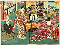 Kunisada Utagawa 1786-1865 - Prince Genji and Messenger