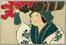Sekka Kamisaka 1866-1942 - Carrying Basket - Momoyo-gusa - artelino Art Auctions. Sekka Kamisaka 1866-1942 - Carrying Basket - Momoyo-gusa