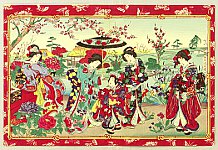 Chikanobu Toyohara 1838-1912 - Blossom Garden - artelino Art Auctions. Chikanobu Toyohara 1838-1912 - Blossom Garden