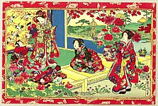 Chikanobu Toyohara 1838-1912 - Veranda - artelino Art Auctions. Chikanobu Toyohara 1838-1912 - Veranda