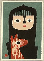 Umetaro Azechi 1902-1999 - Girl and Puppy - artelino Art Auctions. Umetaro Azechi 1902-1999 - Girl and Puppy