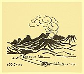 Unichi Hiratsuka 1895-1997 - Mt. Aso and a Car - artelino Art Auctions. Unichi Hiratsuka 1895-1997 - Mt. Aso and a Car