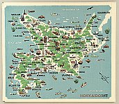 Yasushi Omoto (Ohmoto) born 1926 - Pictorial Hokkaido Map - artelino Art Auctions. Yasushi Omoto (Ohmoto) born 1926 - Pictorial Hokkaido Map