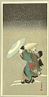 Fujimaro Kitagawa 1790-1850 - Outing in The Snow Storm - artelino Art Auctions. Fujimaro Kitagawa 1790-1850 - Outing in The Snow Storm
