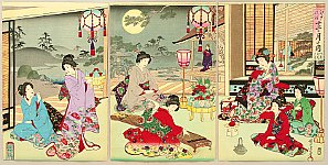 Chikanobu Toyohara 1838-1912 - Customs and Manners of Edo 12 Months - August - artelino Art Auctions. Chikanobu Toyohara 1838-1912 - Customs and Manners of Edo 12 Months - August