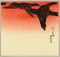 Zeshin Shibata 1807-1891 - Crows in Flight at Sunrise - artelino Art Auctions. Zeshin Shibata 1807-1891 - Crows in Flight at Sunrise