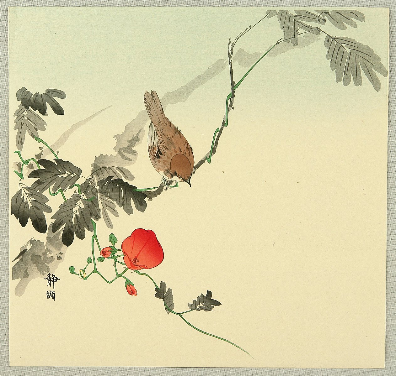 Seiko: Sparrow and Morning Glory - Japanese Art Open Database