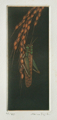 Akira Fujie born 1950 - Locust on Grain - artelino Art Auctions. Akira Fujie born 1950 - Locust on Grain