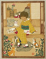 Yuko Iitaka fl.ca. 1990-present - Cats in Early Spring - artelino Art Auctions. Yuko Iitaka fl.ca. 1990-present - Cats in Early Spring