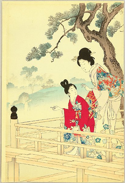 Chikanobu Toyohara 1838-1912 - View from Balcony - artelino Art Auctions. Chikanobu Toyohara 1838-1912 - View from Balcony