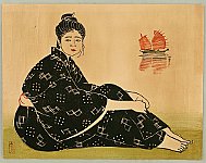 Isaku Nakagawa 1899-2000 - Woman and Fishing Boat - artelino Art Auctions. Isaku Nakagawa 1899-2000 - Woman and Fishing Boat