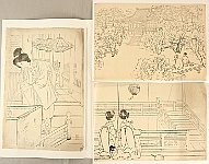 Suizan Miki 1887-1957 - 3 Keyblock prints - artelino Art Auctions. Suizan Miki 1887-1957 - 3 Keyblock prints