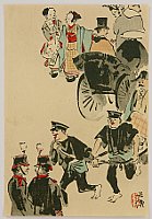 Beisen Kubota 1852-1906 - Rickshaw and Pedestrians - artelino Art Auctions. Beisen Kubota 1852-1906 - Rickshaw and Pedestrians