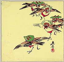 Zeshin Shibata 1807-1891 - Birds in Festival - artelino Art Auctions. Zeshin Shibata 1807-1891 - Birds in Festival