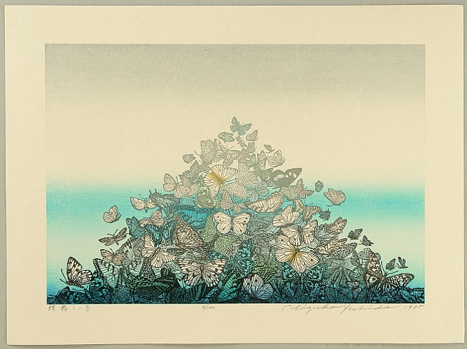 Chizuko Yoshida born 1924 - Butterflies in Winter - artelino Art Auctions. Chizuko Yoshida born 1924 - Butterflies in Winter