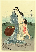 Utamaro Kitagawa 1750-1806 - Abalone Diver and Child - artelino Art Auctions. Utamaro Kitagawa 1750-1806 - Abalone Diver and Child
