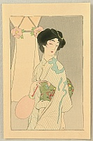 Eiho Hirezaki 1881-1968 - Beauty in Summer Kimono - artelino Art Auctions. Eiho Hirezaki 1881-1968 - Beauty in Summer Kimono