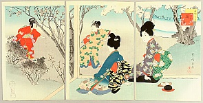 Shuntei Miyagawa 1873-1914 - Beauties in Twelve Months - Cherry Blossoms - artelino Art Auctions. Shuntei Miyagawa 1873-1914 - Beauties in Twelve Months - Cherry Blossoms