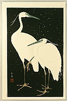 Gakusui Ide 1899-1992 - Two Herons in a Snowy Night - artelino Art Auctions. Gakusui Ide 1899-1992 - Two Herons in a Snowy Night
