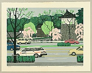 Fumio Kitaoka 1918-2007 - Spring at Emperor's Residence - artelino Art Auctions. Fumio Kitaoka 1918-2007 - Spring at Emperor's Residence